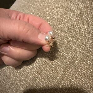 Gold and Pearl Stud Earrings